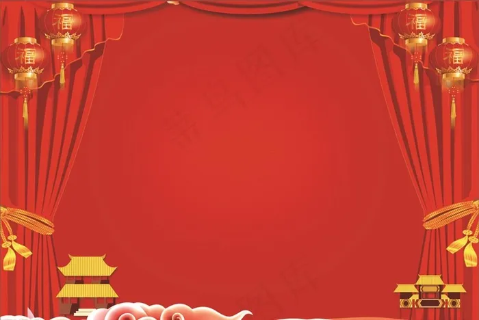 红色喜庆背景图片(500X350)cdr矢量模版下载