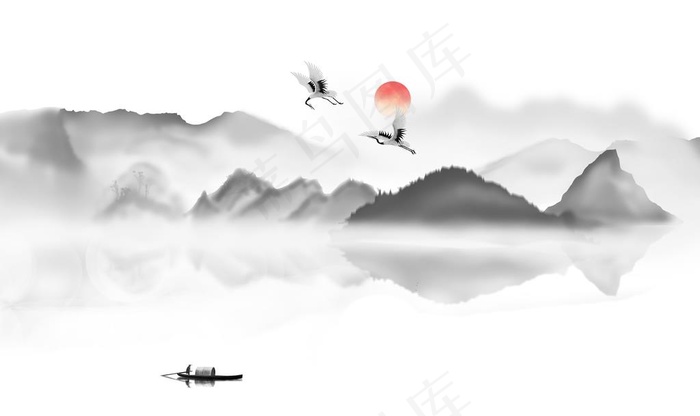 新中式水墨山水背景图片