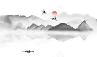 新中式水墨山水背景图片