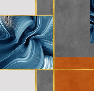 金色立体北欧几何装饰画图片