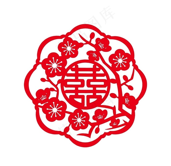 剪纸喜字图片ai矢量模版下载