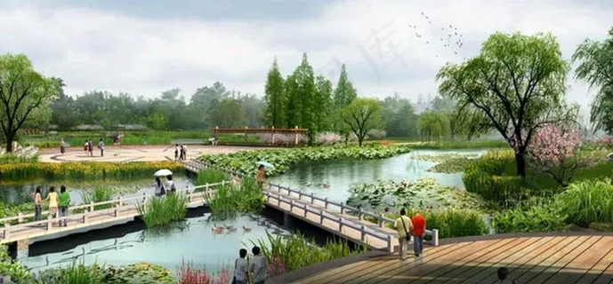 荷塘公园风景效果图图片