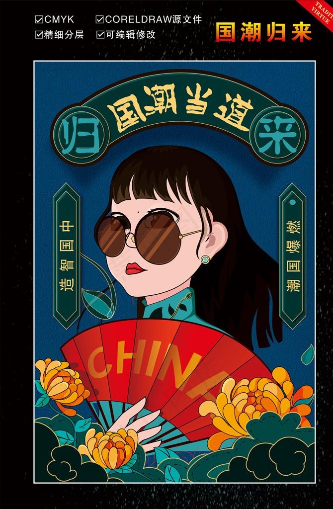 国潮文化图片(210X297)cdr矢量模版下载