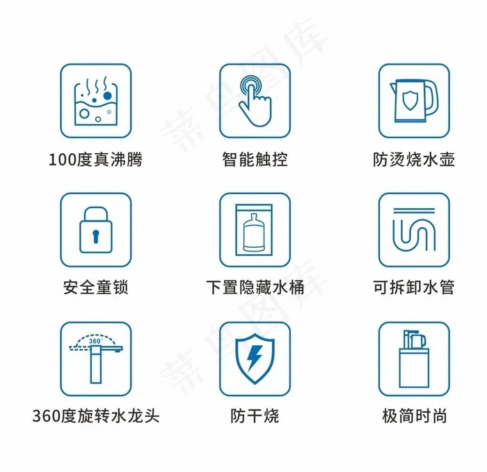 茶吧机功能图标图片cdr矢量模版下载