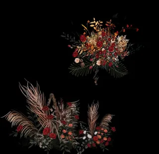 红色枯叶花艺图片