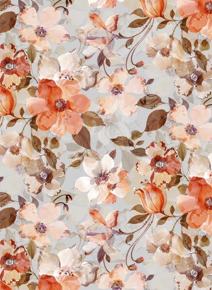 油画风格花朵图案家纺图图片