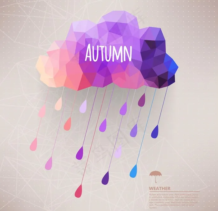 手绘矢量时尚唯美剪纸下雨背景素图片eps,ai矢量模版下载