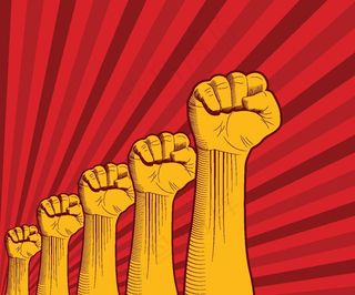 拳头举拳手奋斗加油努力卡通素材图片