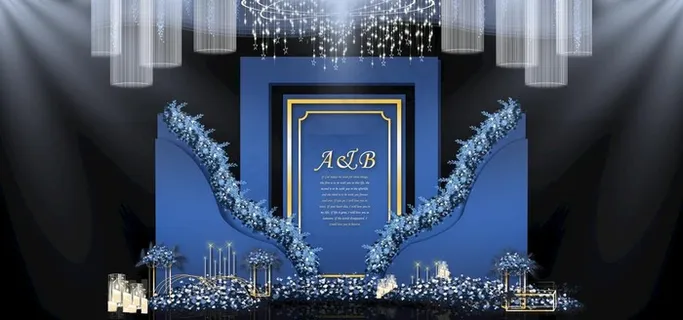 蓝色系婚礼设计背景图片