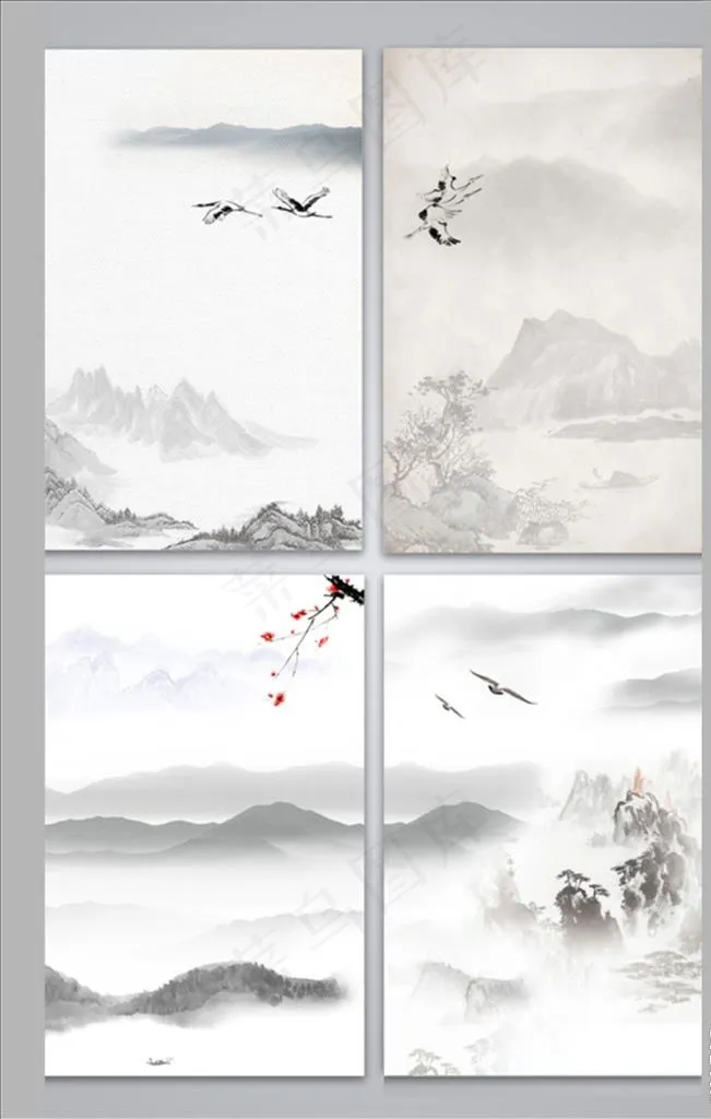 山水画背景图片(3543X5315(DPI:150))psd模版下载