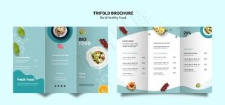 蓝色小清新三折页餐饮宣传册图片