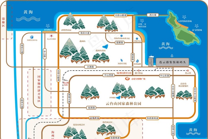 连云港 港口区位图图片ai矢量模版下载