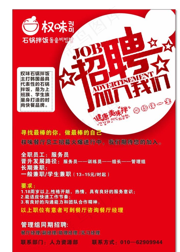 快餐招聘海报图片