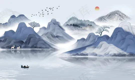 国画山水水墨意境形象墙图片 国画山水水墨意境形象墙图片