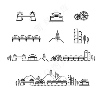 兰州建筑元素图标图片