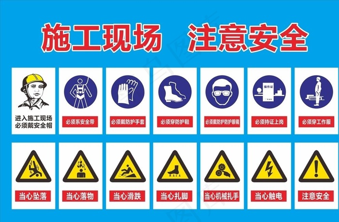 施工安全标识牌图片cdr矢量模版下载
