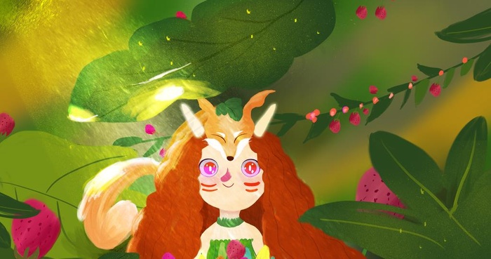 森林里的精灵插画图片(11440X6394(DPI:72))psd模版下载