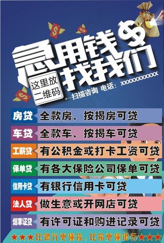 贷款宣传单海报DM写真不干胶图片