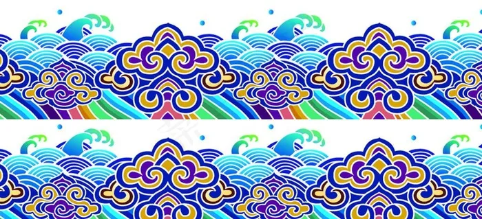 传统彩色海浪纹图片psd模版下载
