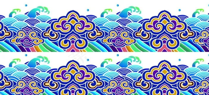传统彩色海浪纹图片