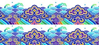 传统彩色海浪纹图片