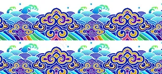 传统彩色海浪纹图片