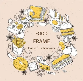 手绘快餐食品插画图片