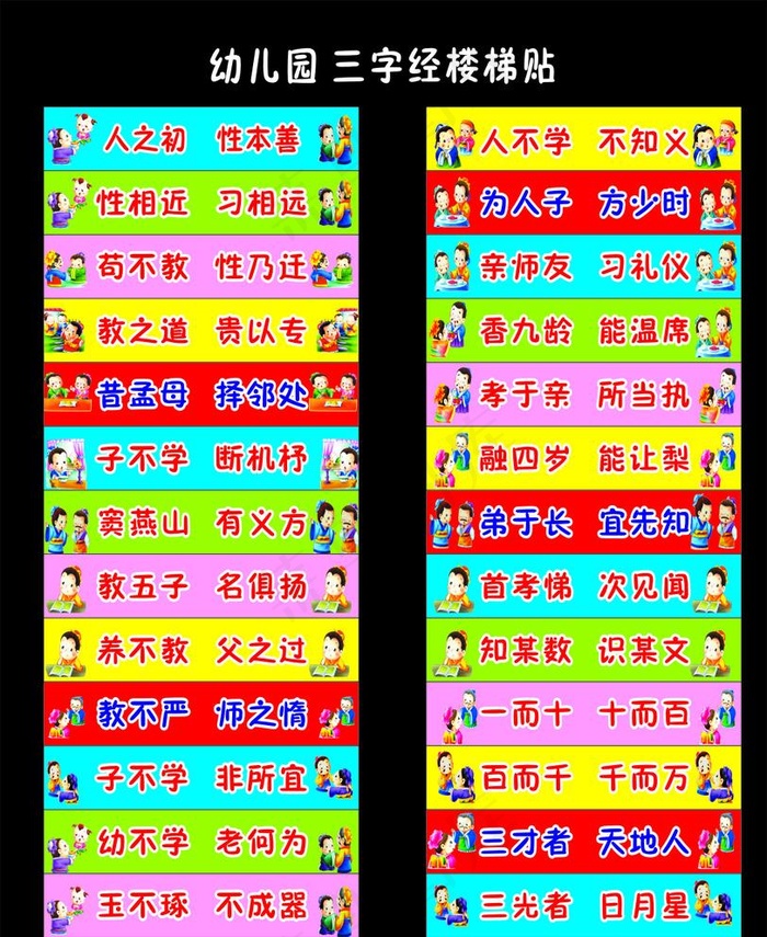 三字经楼梯贴图片cdr矢量模版下载