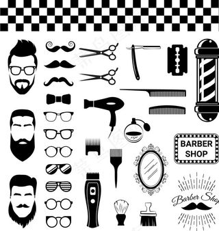 发廊 理发店 素材 剪影 工具图片