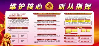 维护核心听从指挥党建展板图片