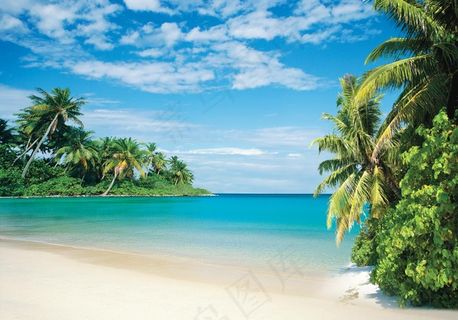 蓝天白云大海图片