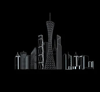 广州城市建筑线稿图片 广州城市建筑线稿图片