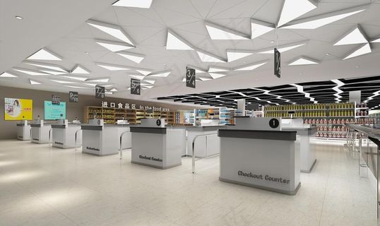 超市收银台区效果图图片