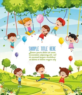 游乐场玩耍的卡通儿童图片