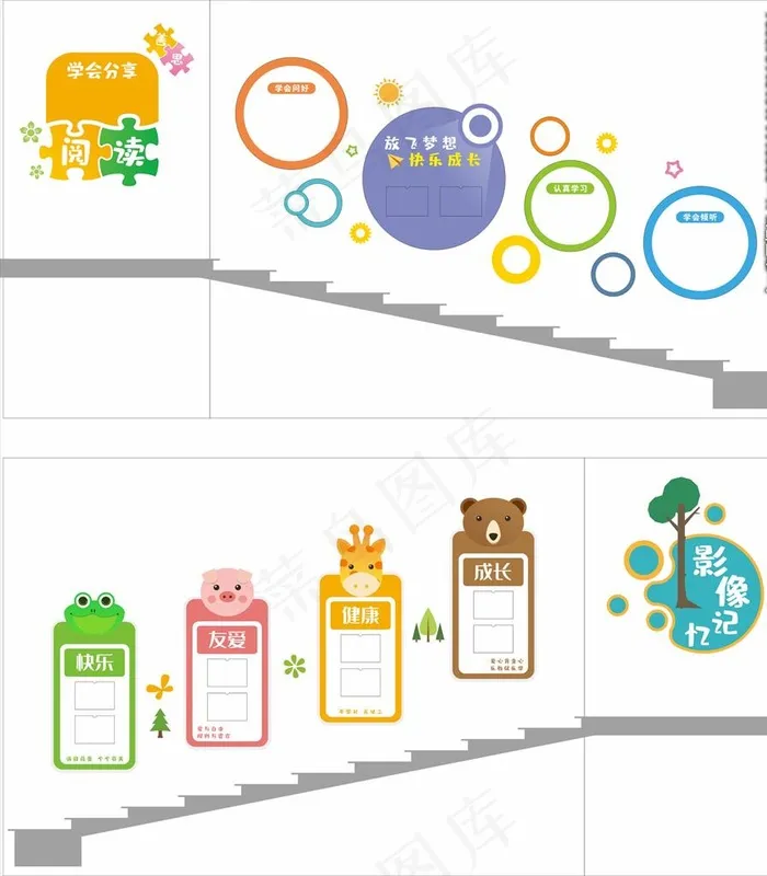 幼儿园文化墙 楼梯文化墙图片cdr矢量模版下载
