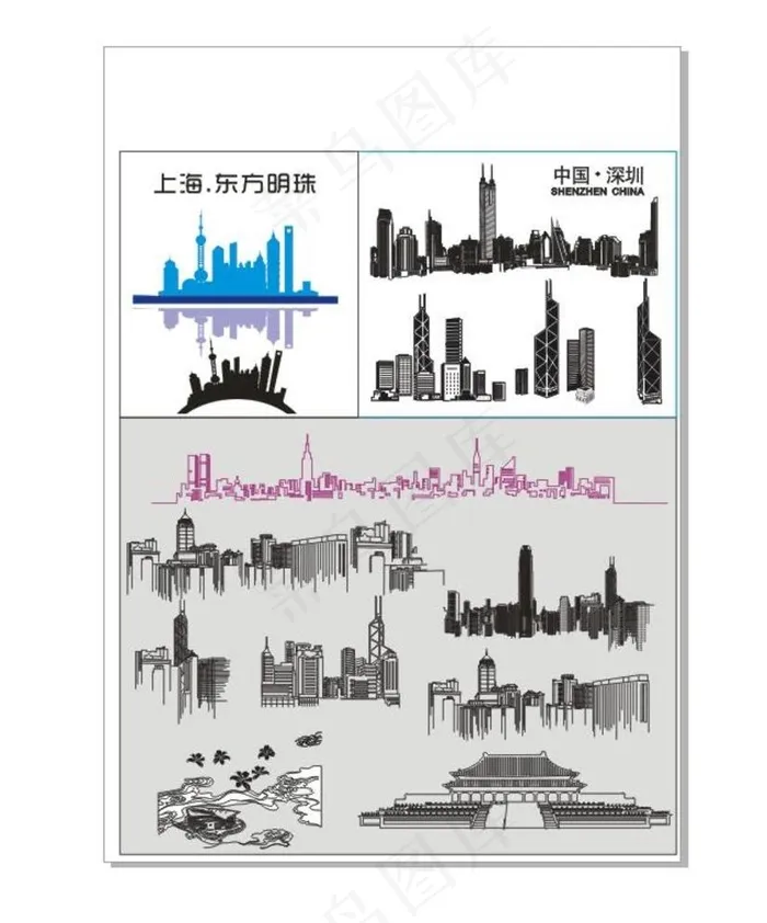 城市轮廓设计图片cdr矢量模版下载