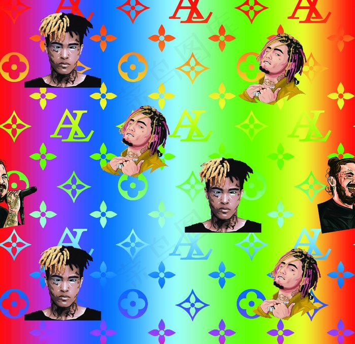 大牌 lv 扎染 数码 人头图片