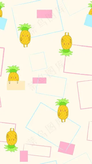 马卡龙色清晰菠萝无缝背景图片