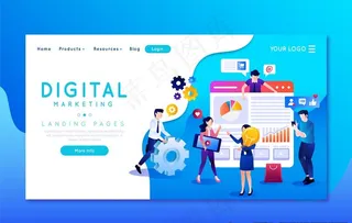 扁平化简约数字营销网页设计图片