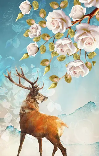 发财鹿装饰画图片