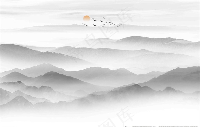 新中式山水画图片(7087X4724(DPI:300))psd模版下载