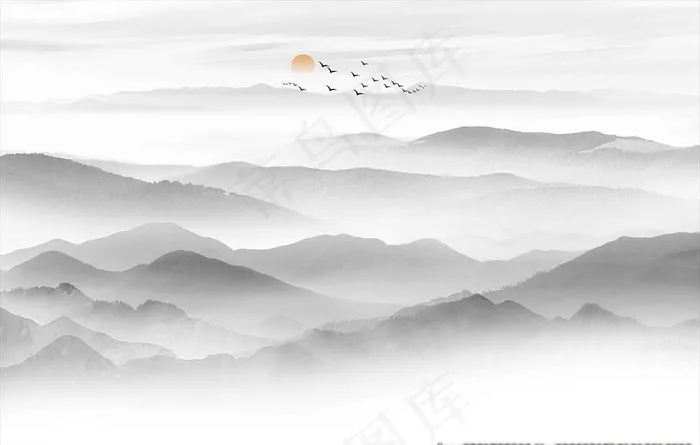 新中式山水画图片(7087X4724(DPI:300))psd模版下载