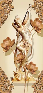 立体木雕 荷花美人图片