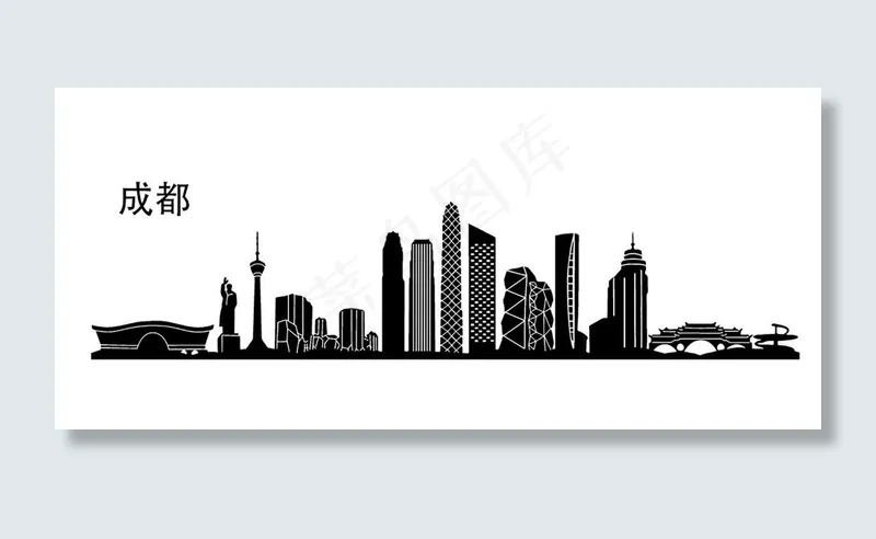 成都城市剪影图片ai矢量模版下载