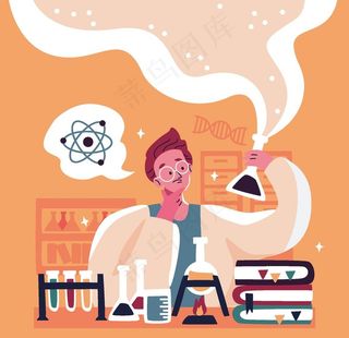 矢量卡通科学实验人物图片