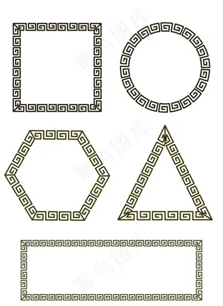 中国古典回纹花纹 含画笔图片