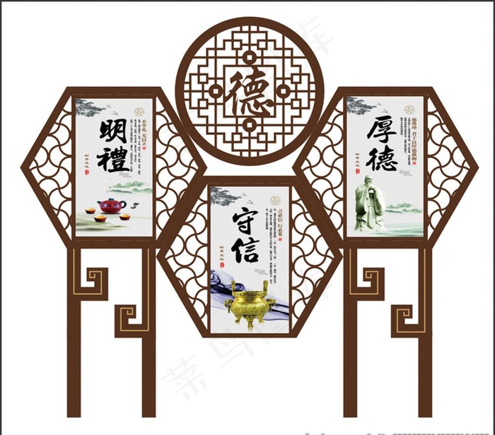 仿古宣传栏 精神堡垒 社区橱窗图片cdr矢量模版下载