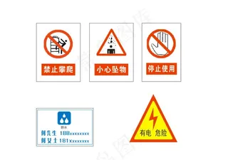 小心坠物  有电危险标志图片