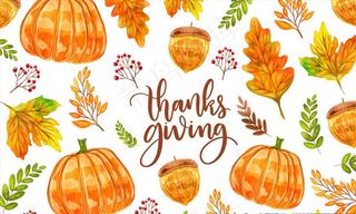 橙色感恩节树叶和南瓜图片