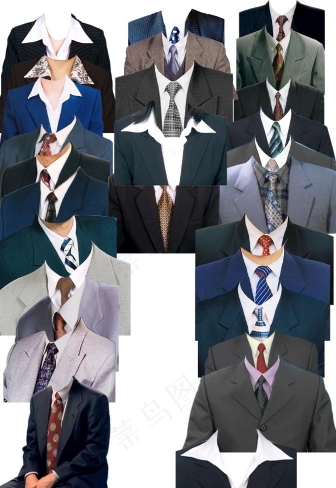 西服证件照模板图片psd模版下载